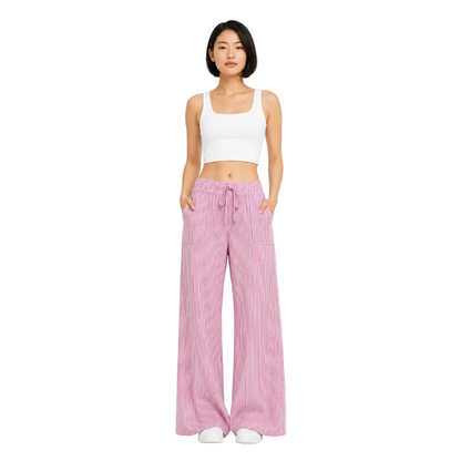 Women's Striped Wide Leg Trousers