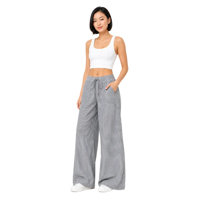 Women's Striped Wide Leg Trousers