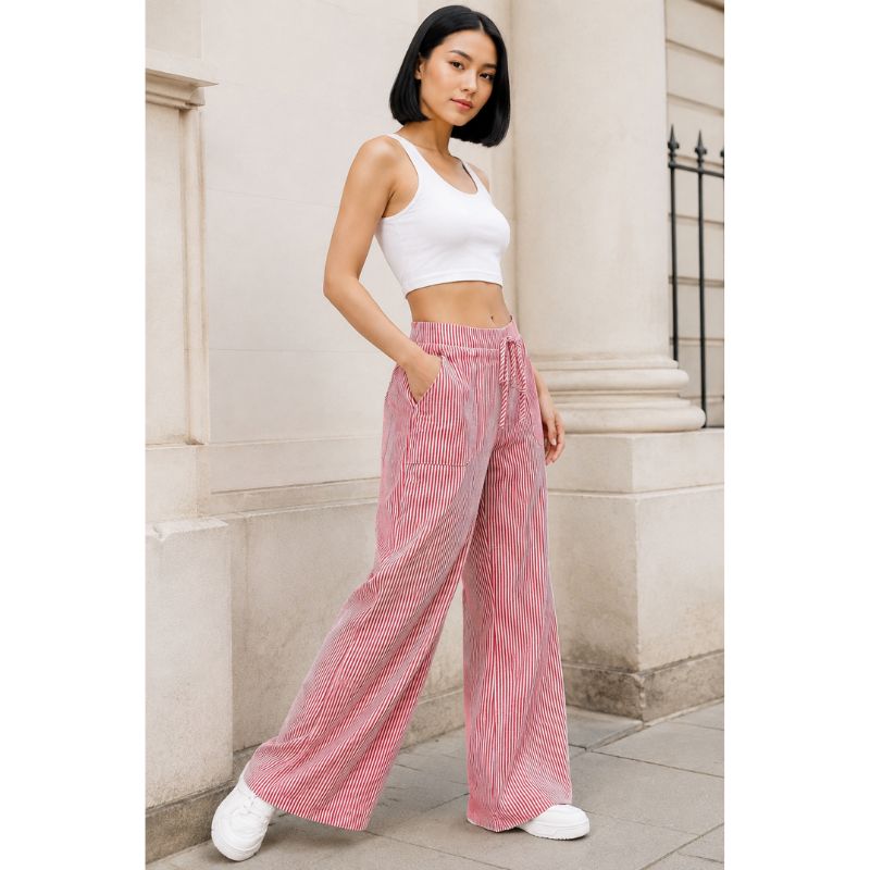 Women's Striped Wide Leg Trousers