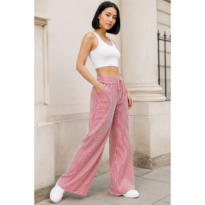Women's Striped Wide Leg Trousers