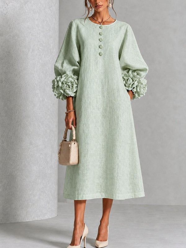 Women’s Textured Round-Neck Midi Dress