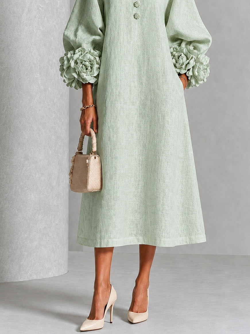 Women’s Textured Round-Neck Midi Dress