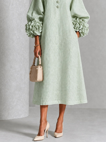 Women’s Textured Round-Neck Midi Dress