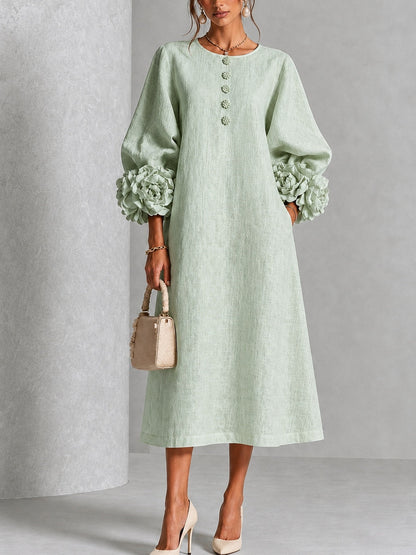 Women’s Textured Round-Neck Midi Dress