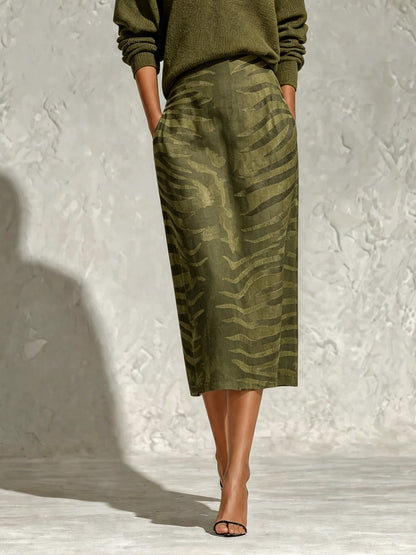 Women’s Knit Top and Printed Midi Skirt Set