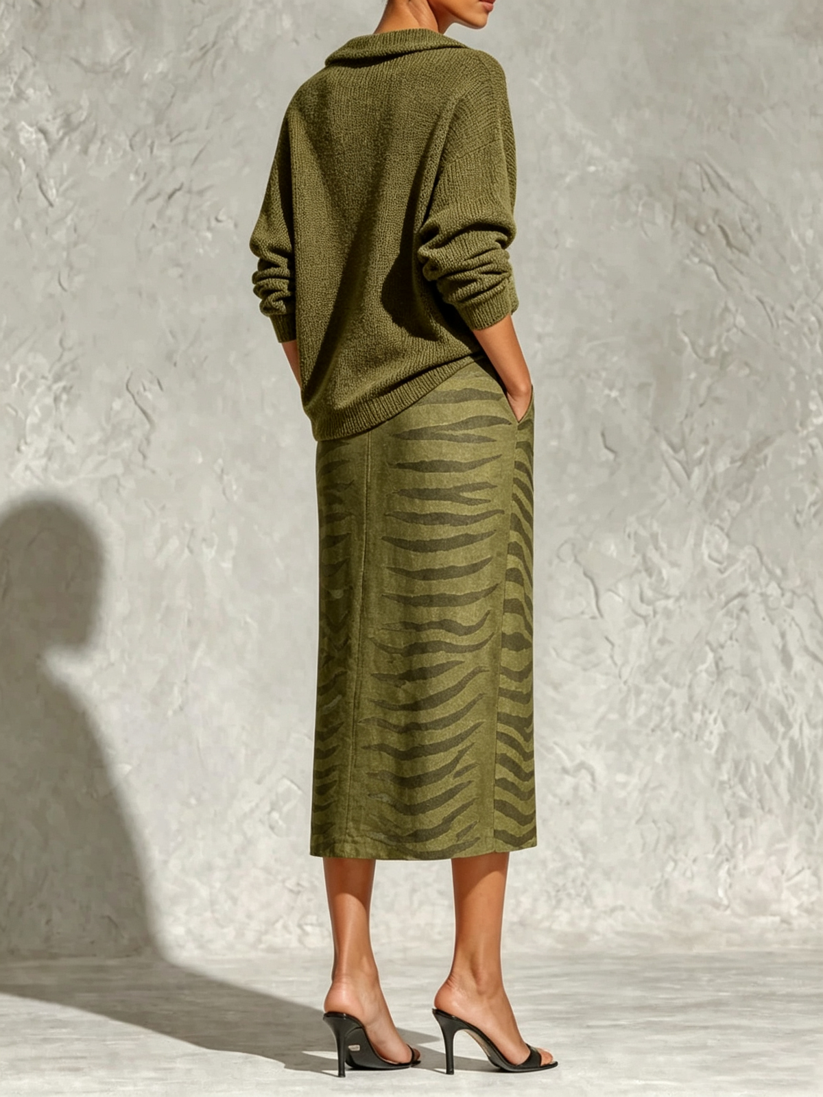 Women’s Knit Top and Printed Midi Skirt Set