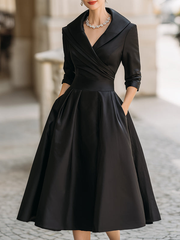 Women’s Satin Draped Midi Dress