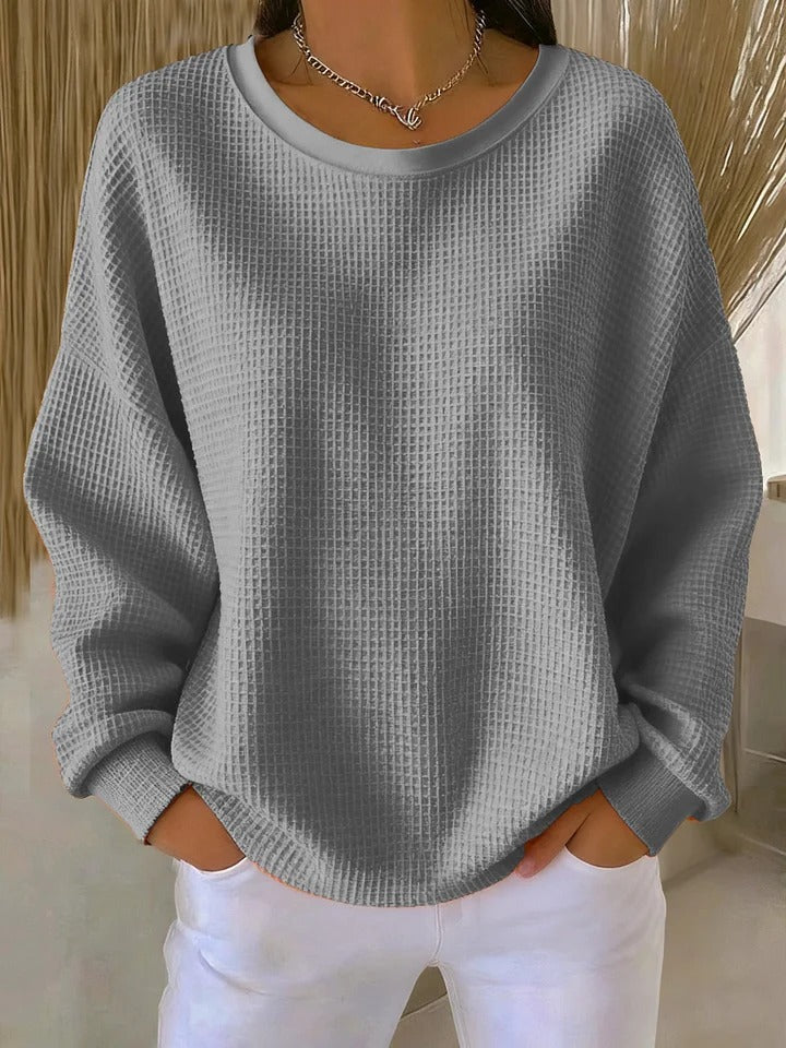 Women’s Relaxed-Fit Waffle-Knit Sweater