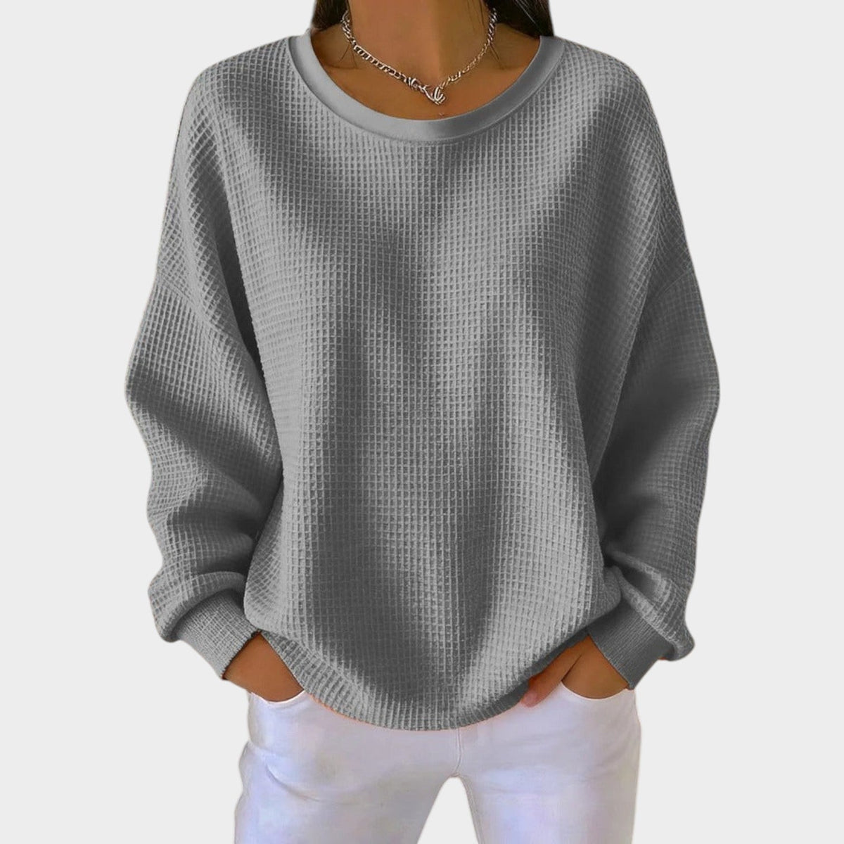 Women’s Textured Round-Neck Knit Sweater