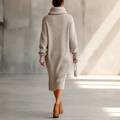 Women’s Ribbed Cowl-Neck Sweater Dress