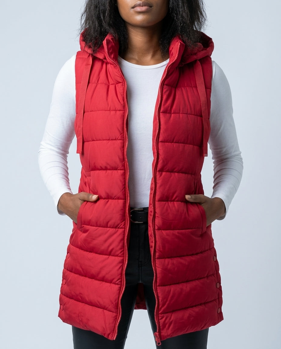 Women’s Long Hooded Puffer Vest