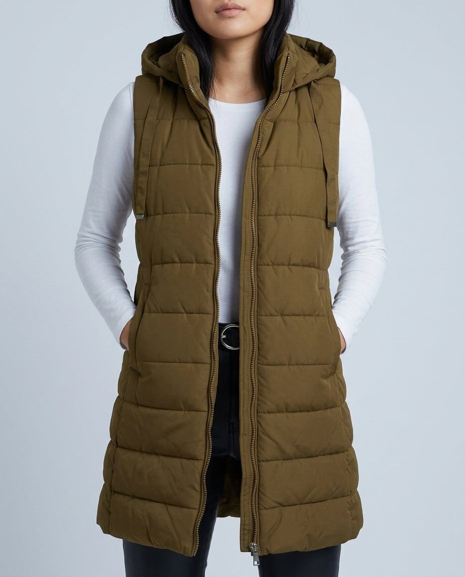 Women’s Long Hooded Puffer Vest
