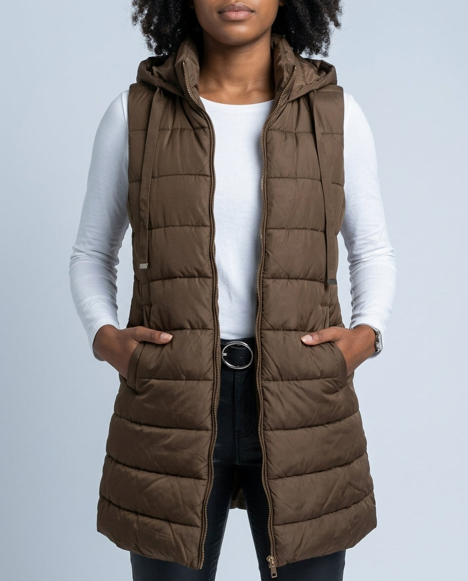 Women’s Long Hooded Puffer Vest