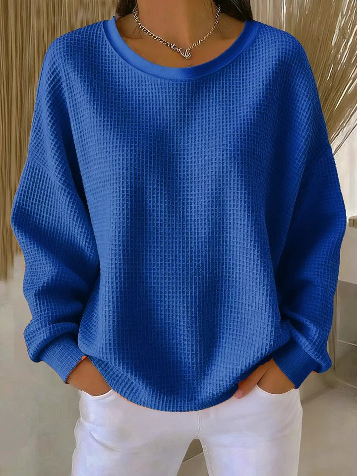 Women’s Relaxed-Fit Waffle-Knit Sweater