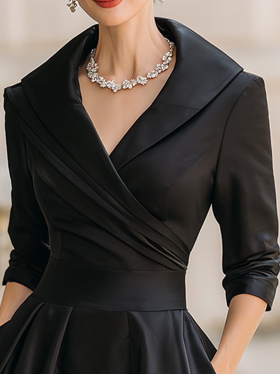 Women’s Satin Draped Midi Dress