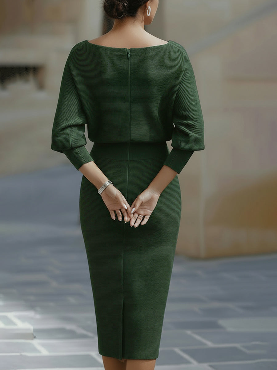 Women’s Draped Batwing Midi Dress