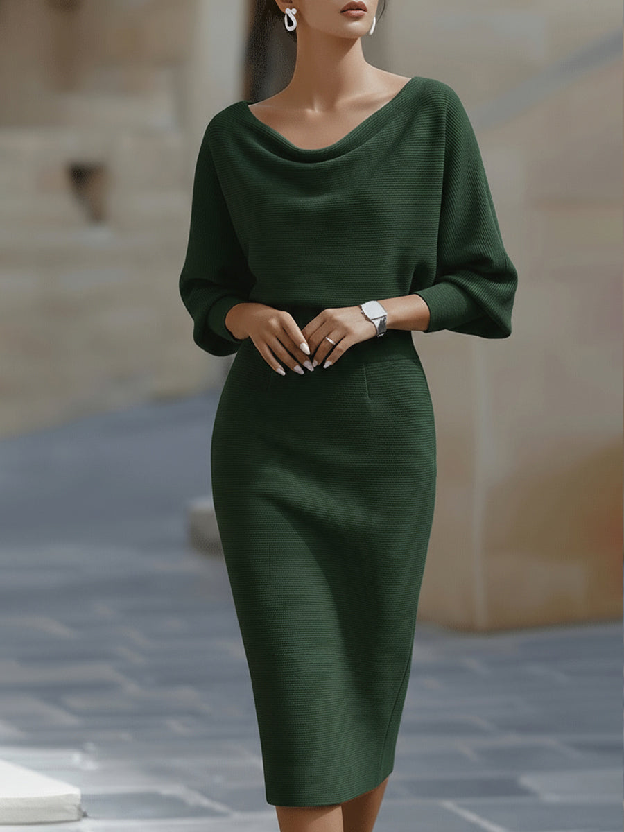 Women’s Draped Batwing Midi Dress