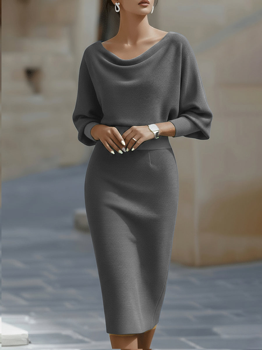 Women’s Draped Batwing Midi Dress