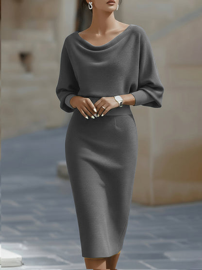 Women’s Draped Batwing Midi Dress