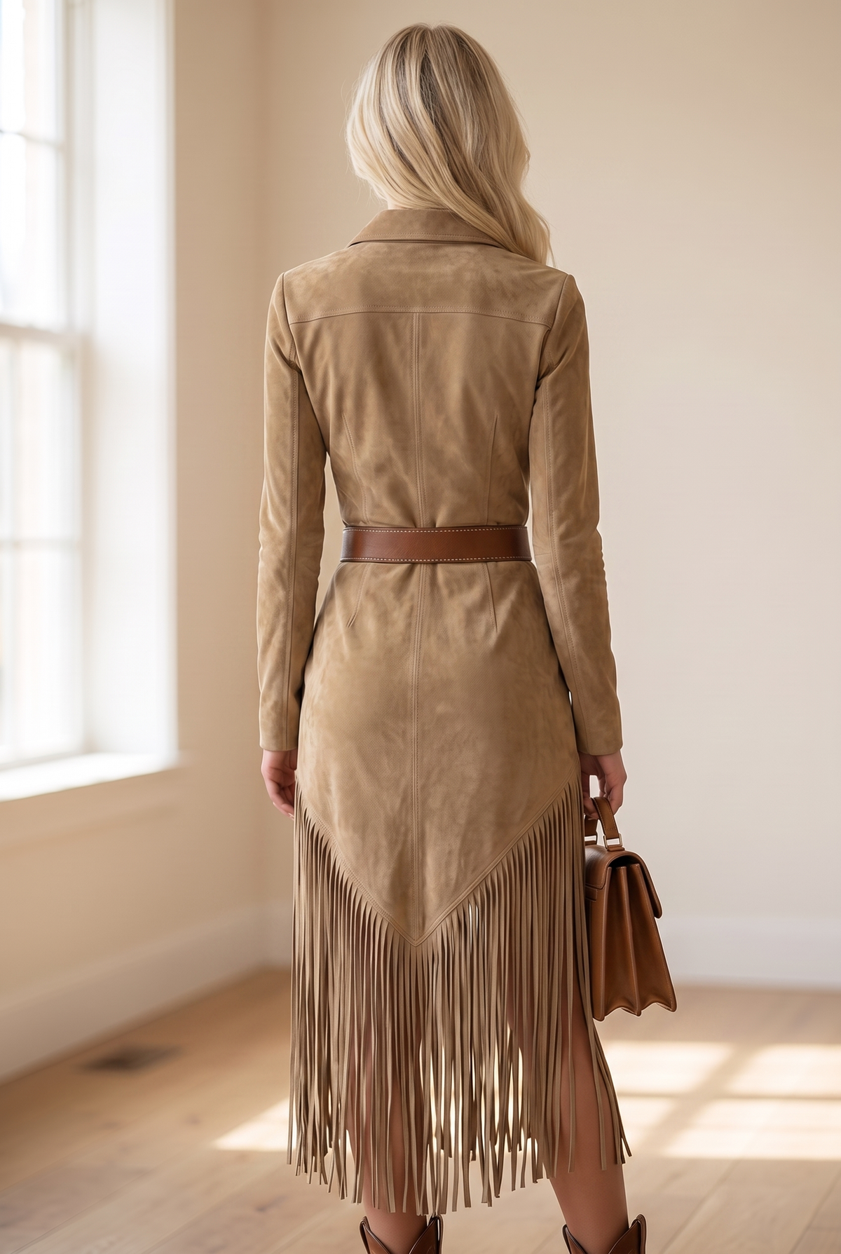 Women’s Faux Suede Fringe Dress
