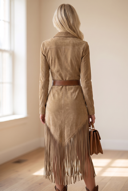 Women’s Faux Suede Fringe Dress