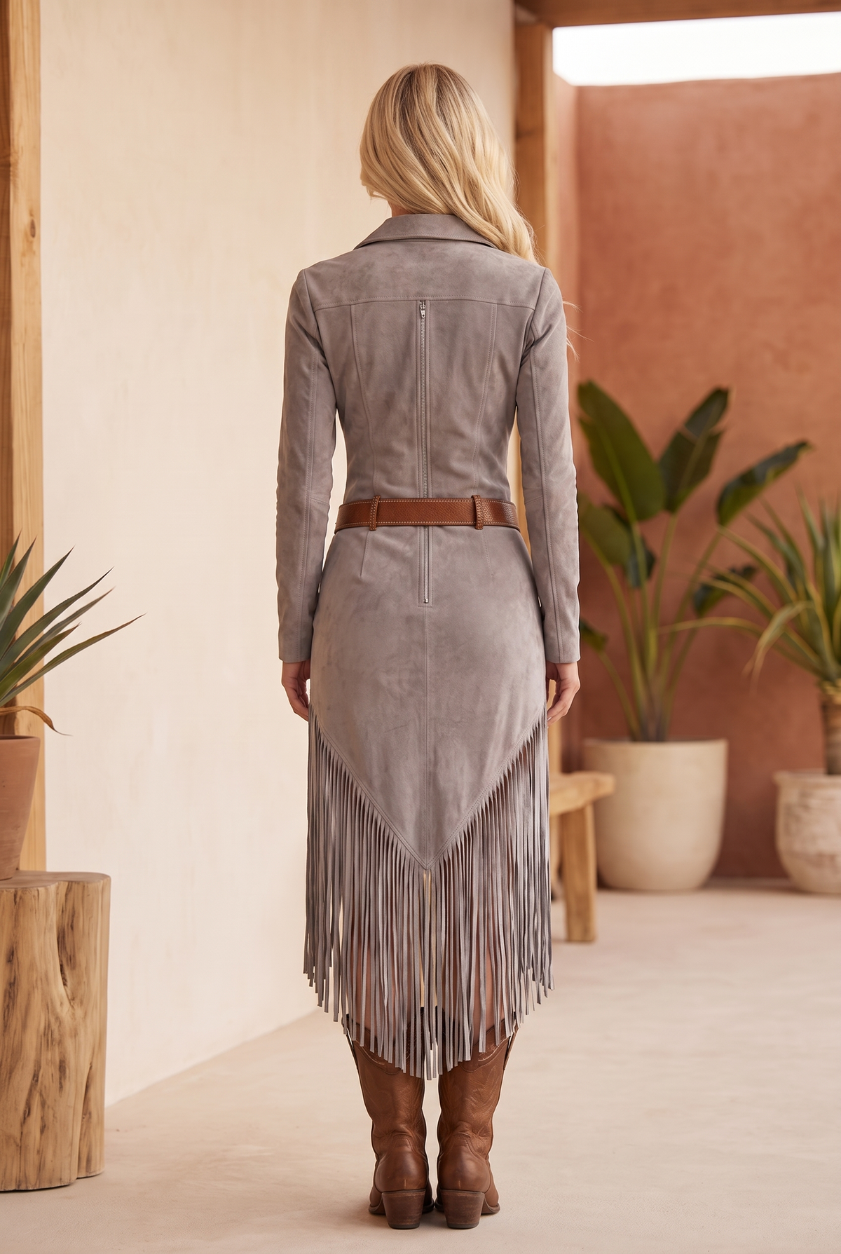 Women’s Faux Suede Fringe Dress