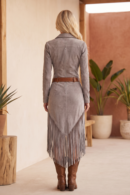 Women’s Faux Suede Fringe Dress