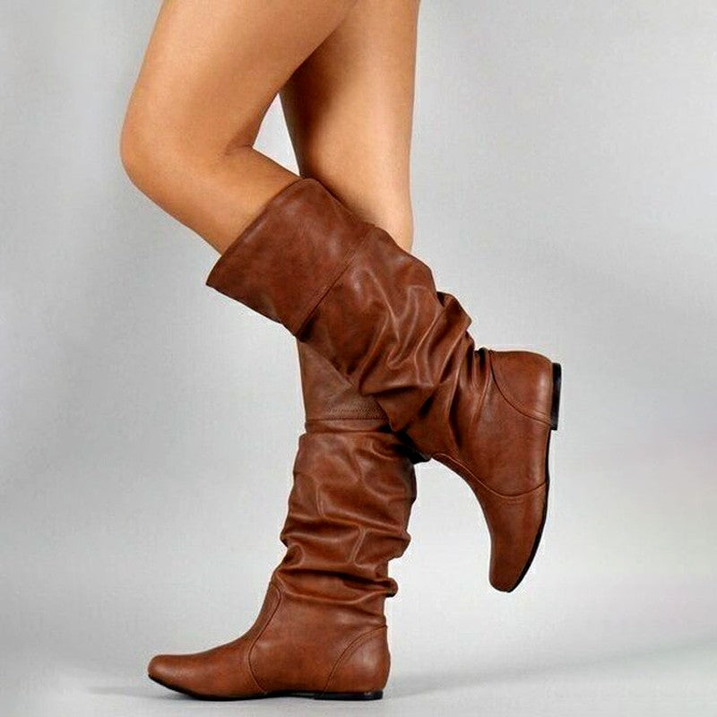 Women’s Slouchy Knee-High Flat Boots