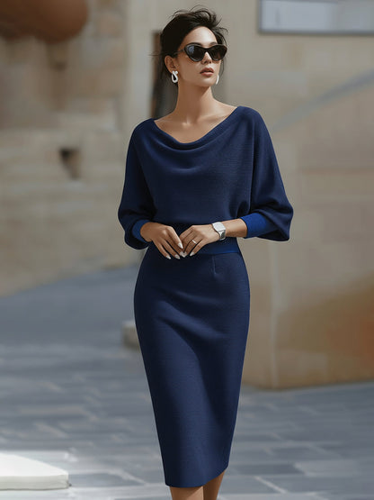 Women’s Draped Batwing Midi Dress